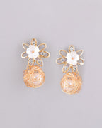 VOJ Women Gold Plated Flower Peral Studs Earrings - Distacart