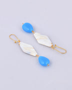 VOJ Women Sky Blue And White Beads Necklace And Earrings Set