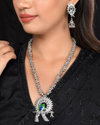 VOJ Women Silver Plated Oxidised Jewellary Set