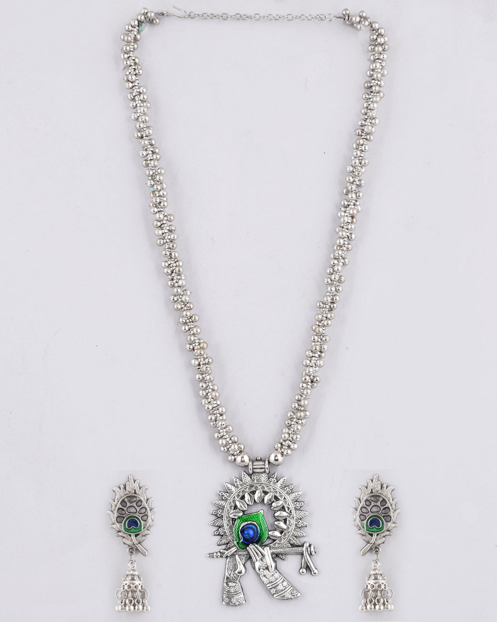 VOJ Women Silver Plated Oxidised Jewellary Set