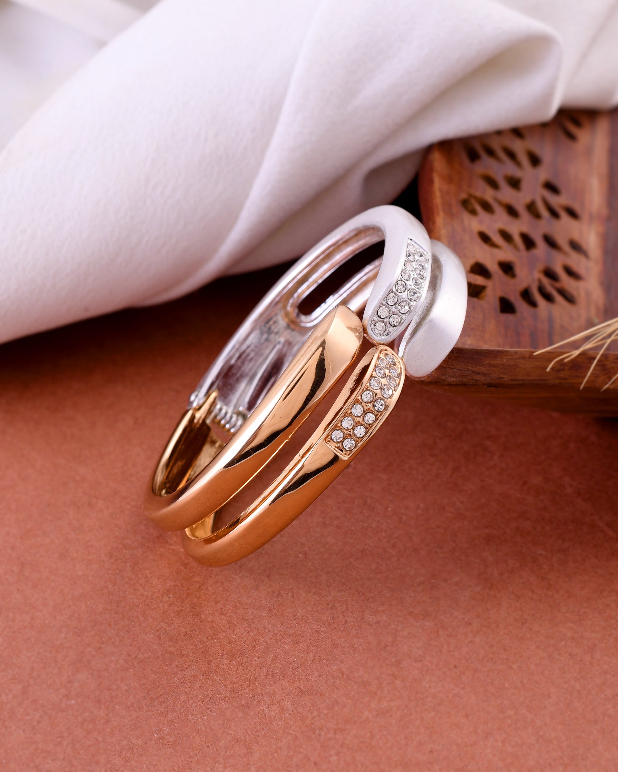 VOJ Women Stainless Steel Gold And Silver Plated Dimond Bracelet - Distacart