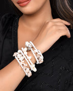 VOJ Women Silver Tone White Artificial Beads Bracelet - Distacart
