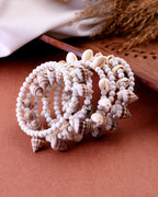 VOJ Women Silver Tone White Artificial Beads Bracelet - Distacart