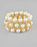 VOJ Women White and Gold Toned Pearls Gold Plated Multi Strand Bracelet - Distacart