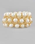 VOJ Women White and Gold Toned Pearls Gold Plated Multi Strand Bracelet - Distacart