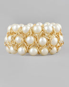 VOJ Women White and Gold Toned Pearls Gold Plated Multi Strand Bracelet - Distacart