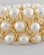 VOJ Women White and Gold Toned Pearls Gold Plated Multi Strand Bracelet - Distacart