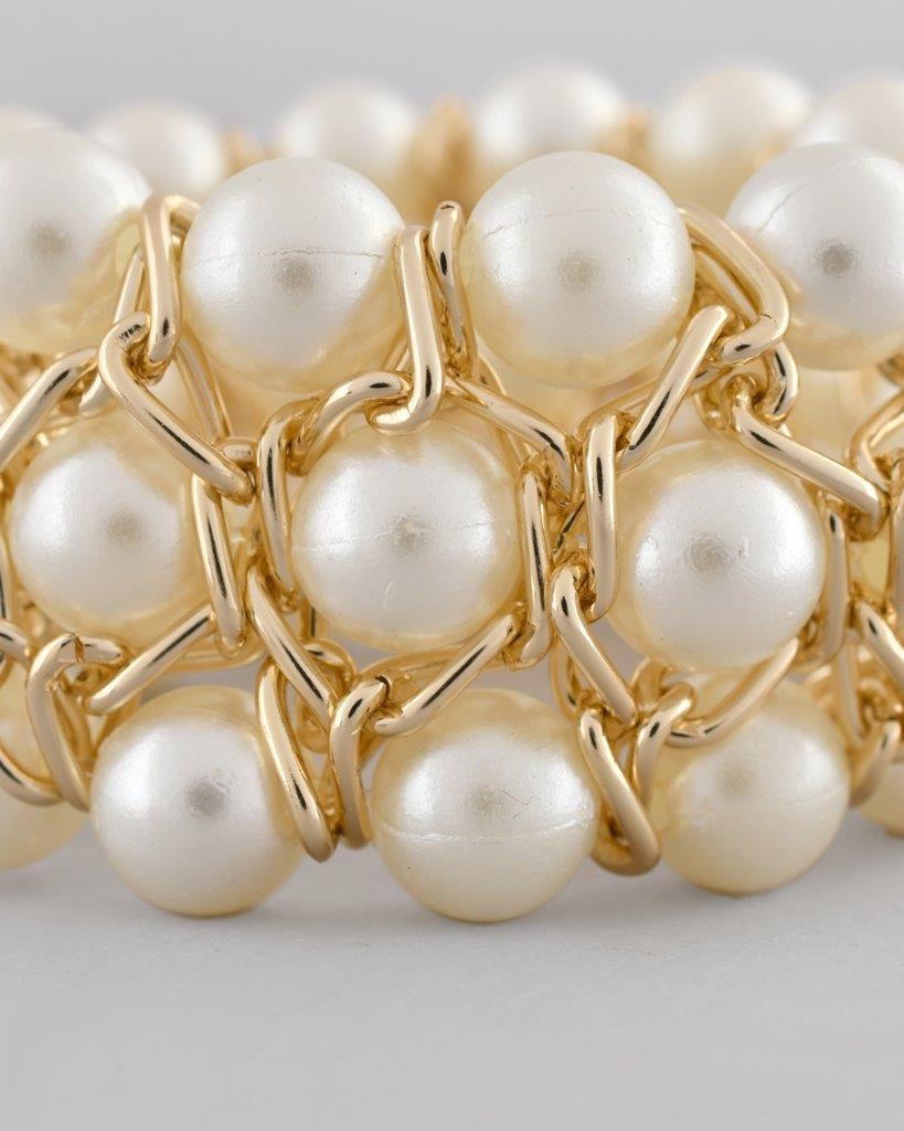 VOJ Women White and Gold Toned Pearls Gold Plated Multi Strand Bracelet - Distacart