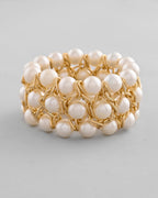 VOJ Women White and Gold Toned Perals Gold-Polished Multi Strand Bracelet - Distacart