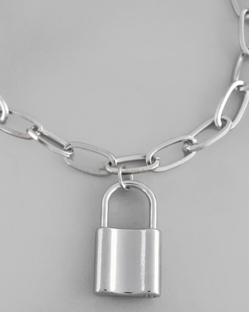 VOJ Mens Silver Plated Lock Bracelet - Distacart