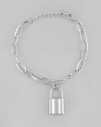 VOJ Mens Silver Plated Lock Bracelet - Distacart