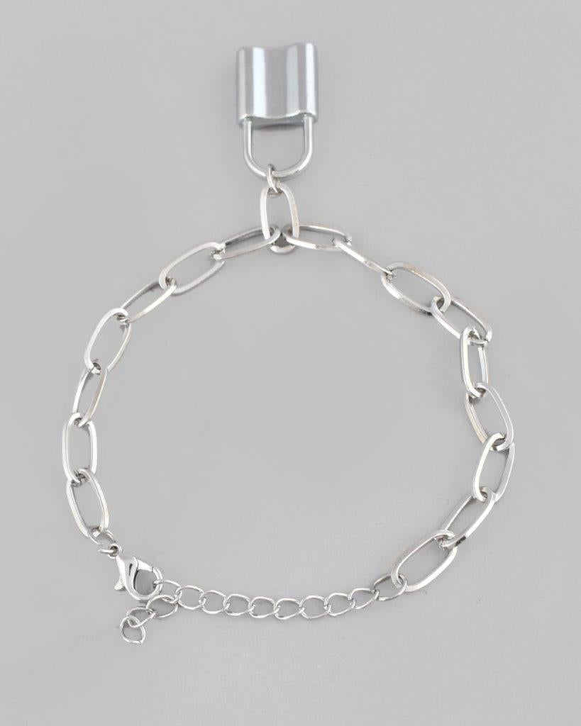 VOJ Mens Silver Plated Lock Bracelet - Distacart