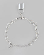 VOJ Mens Silver Plated Lock Bracelet - Distacart