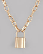 VOJ Mens Gold-Polished Lock Chain