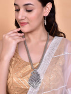 VOJ Women Oxidised Silver-Plated Peacock Jewellery Set