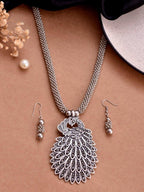 VOJ Women Oxidised Silver-Plated Peacock Jewellery Set