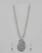 VOJ Women Oxidised Silver-Plated Peacock Jewellery Set