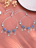VOJ Pack of 2 Silver Plated Evel Eye Anklets - Distacart