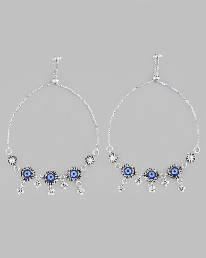 VOJ Pack of 2 Silver Plated Evel Eye Anklets - Distacart