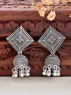 VOJ Silver Plated Oxidised Jhumka - Distacart