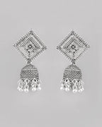 VOJ Silver Plated Oxidised Jhumka - Distacart