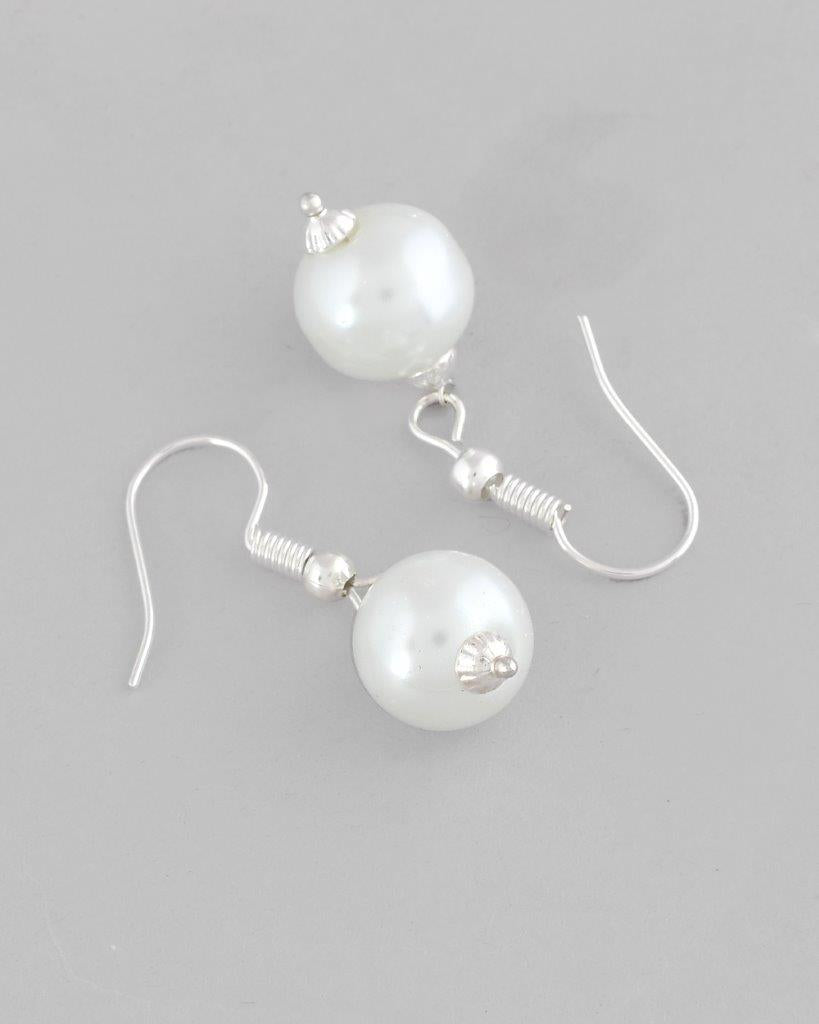 VOJ Silver Plated Pearls and AD-Studded Necklace & Earrings