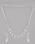 VOJ Silver Plated AD-Studded Necklace & Earrings Set