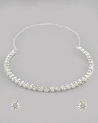 VOJ Silver Plated Beads Choker Neckless With Earring Set