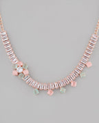 VOJ Rose Gold-Polished AD-Studded Necklace & Earrings