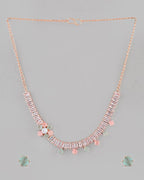 VOJ Rose Gold-Polished AD-Studded Necklace & Earrings
