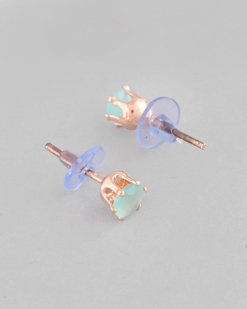 VOJ Rose Gold-Polished AD-Studded Necklace & Earrings