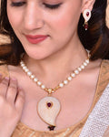 VOJ Gold-Polished Kundan Studsed And Beaded Necklace and Earring Set
