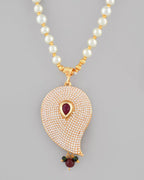 VOJ Gold-Polished Kundan Studsed And Beaded Necklace and Earring Set