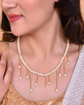 VOJ Gold-Polished Pearl Beads Necklace
