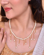VOJ Gold-Polished Pearl Beads Necklace