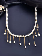 VOJ Gold-Polished Pearl Beads Necklace