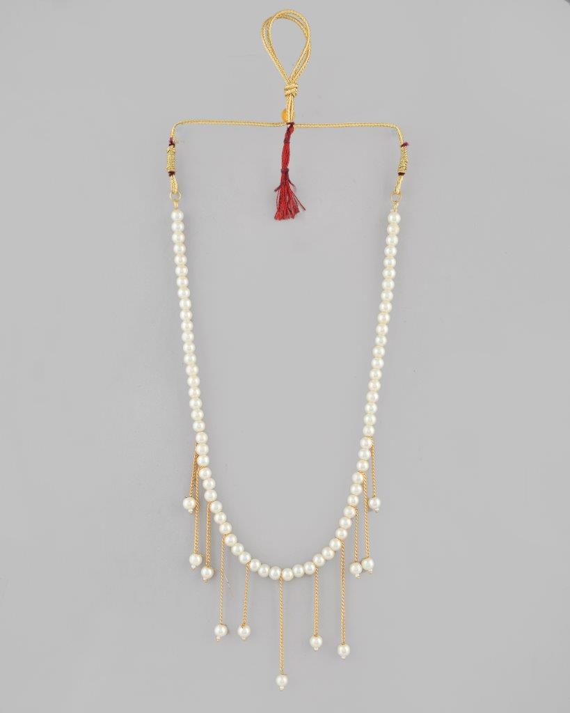 VOJ Gold-Polished Pearl Beads Necklace