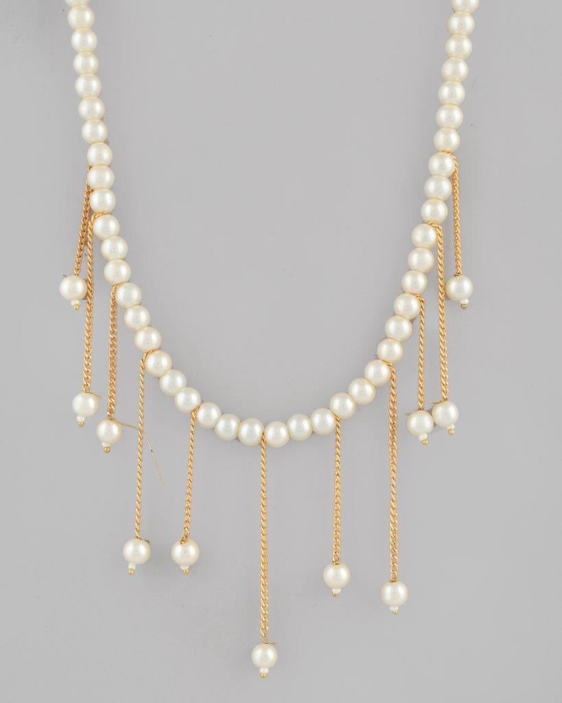VOJ Gold-Polished Pearl Beads Necklace