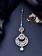 VOJ Silver Plated White AD-Studded Handcrafted Maang Tikka - Distacart