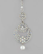 VOJ Silver Plated White AD-Studded Handcrafted Maang Tikka - Distacart