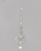 VOJ Silver Plated White AD-Studded Handcrafted Maang Tikka - Distacart