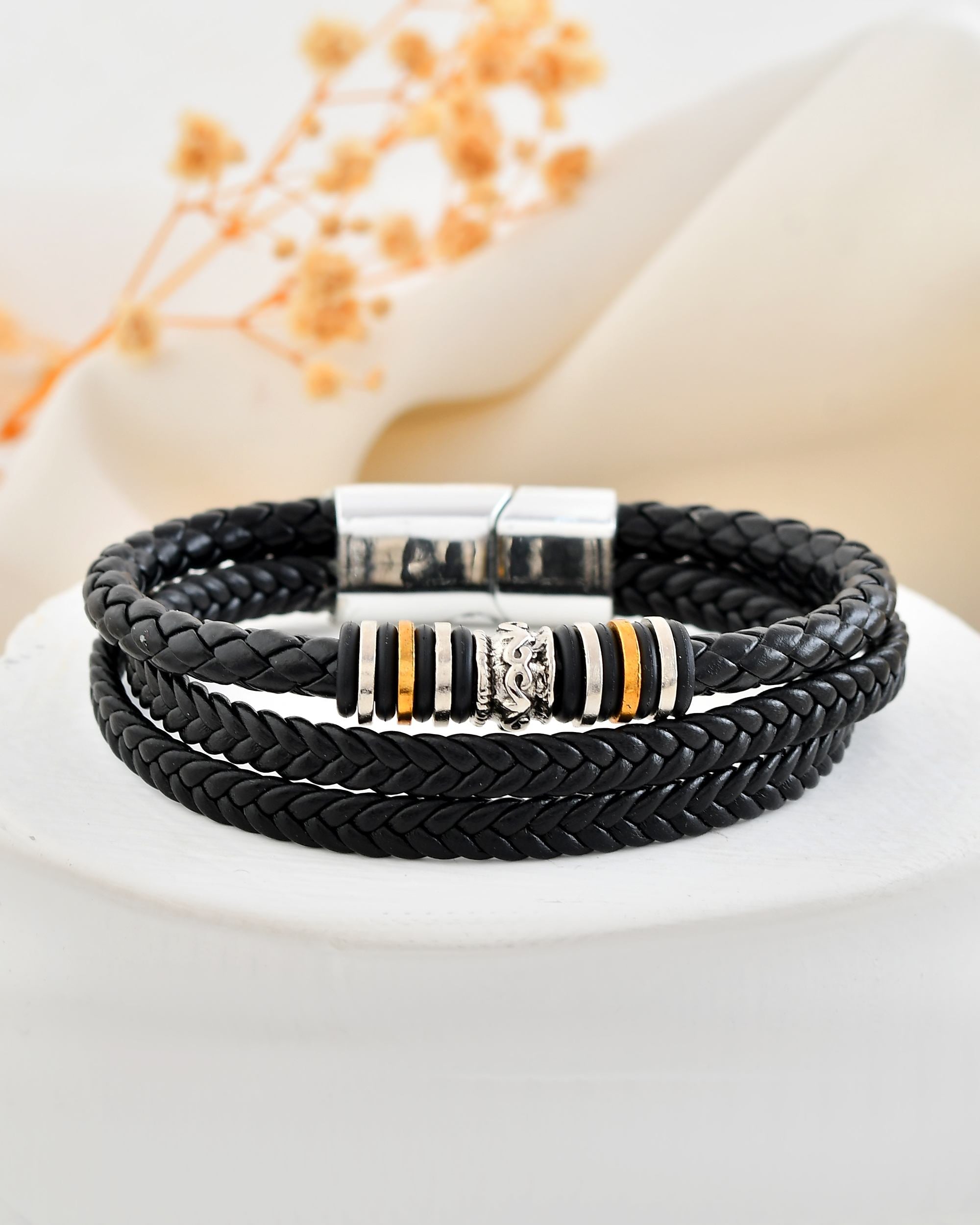 VOJ Men Leather Multistrand Bracelet - Distacart