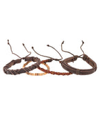 VOJ Men Set of 4 Brown Leather Wrap around Bracelet - Distacart