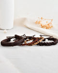 VOJ Men Set of 4 Brown Leather Wrap around Bracelet - Distacart