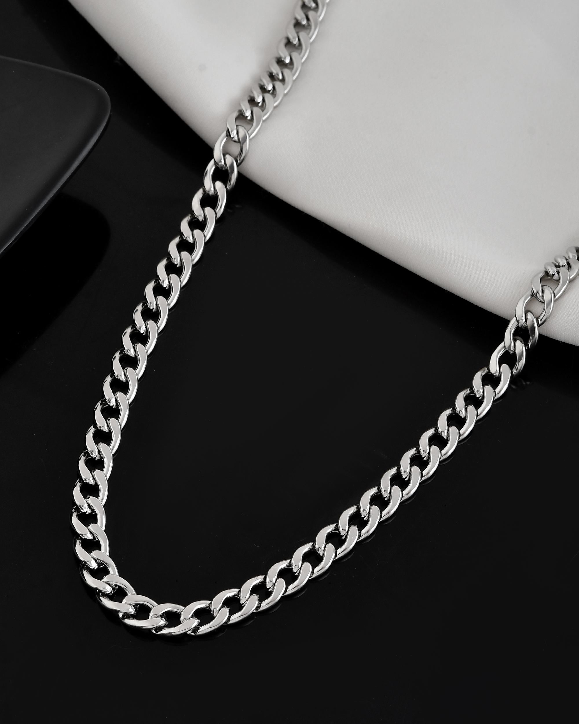 VOJ Silver Plated Stainless Steel Classic Linked Chain For Men - Distacart