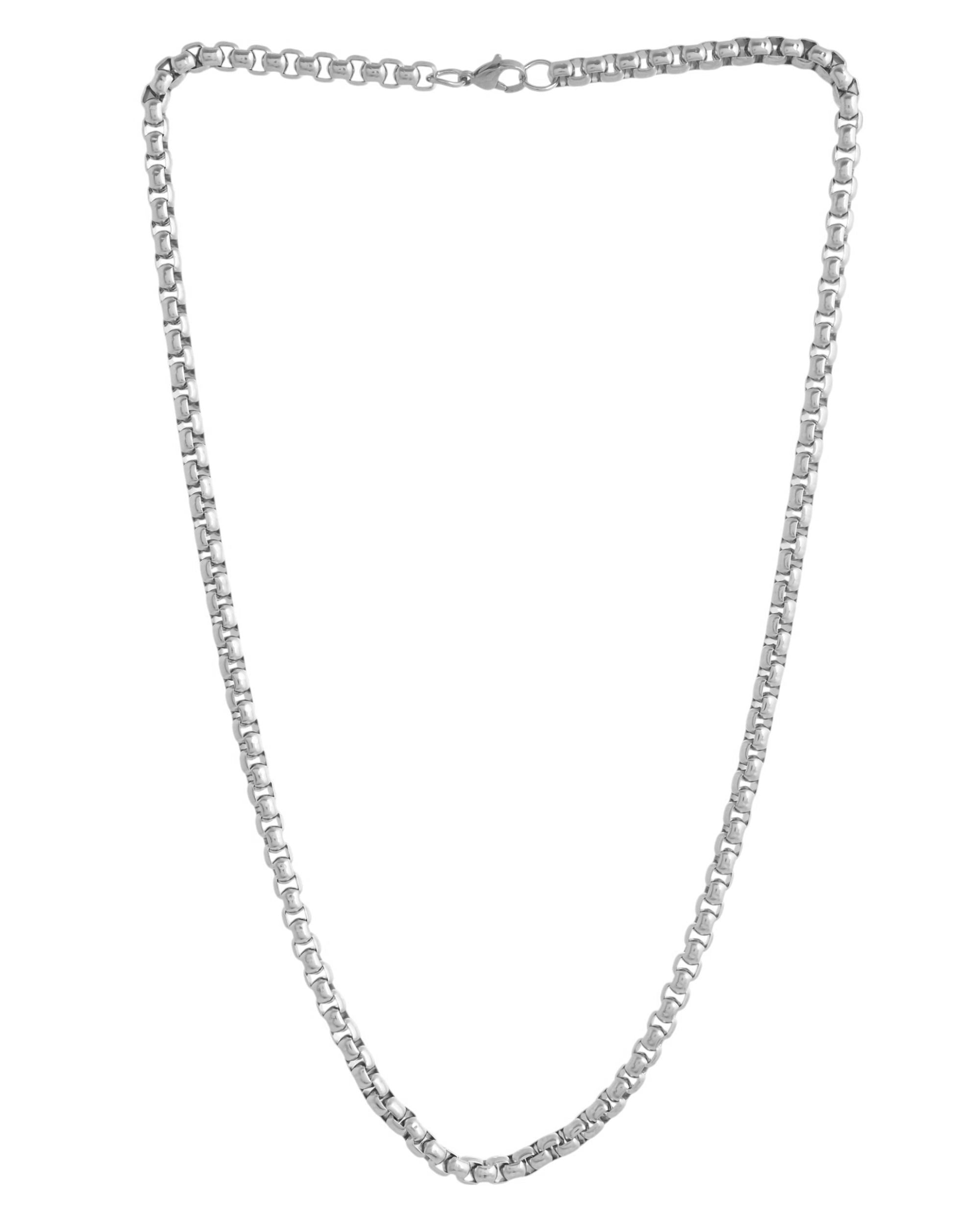 VOJ Men Stainless Steel Silver-Plated Minimal Chain - Distacart