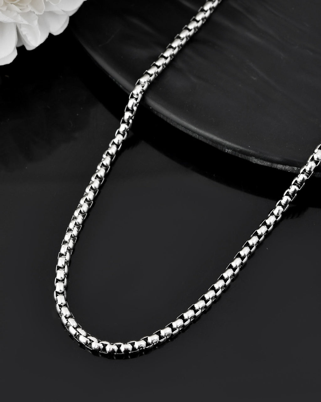 VOJ Men Stainless Steel Silver-Plated Minimal Chain - Distacart