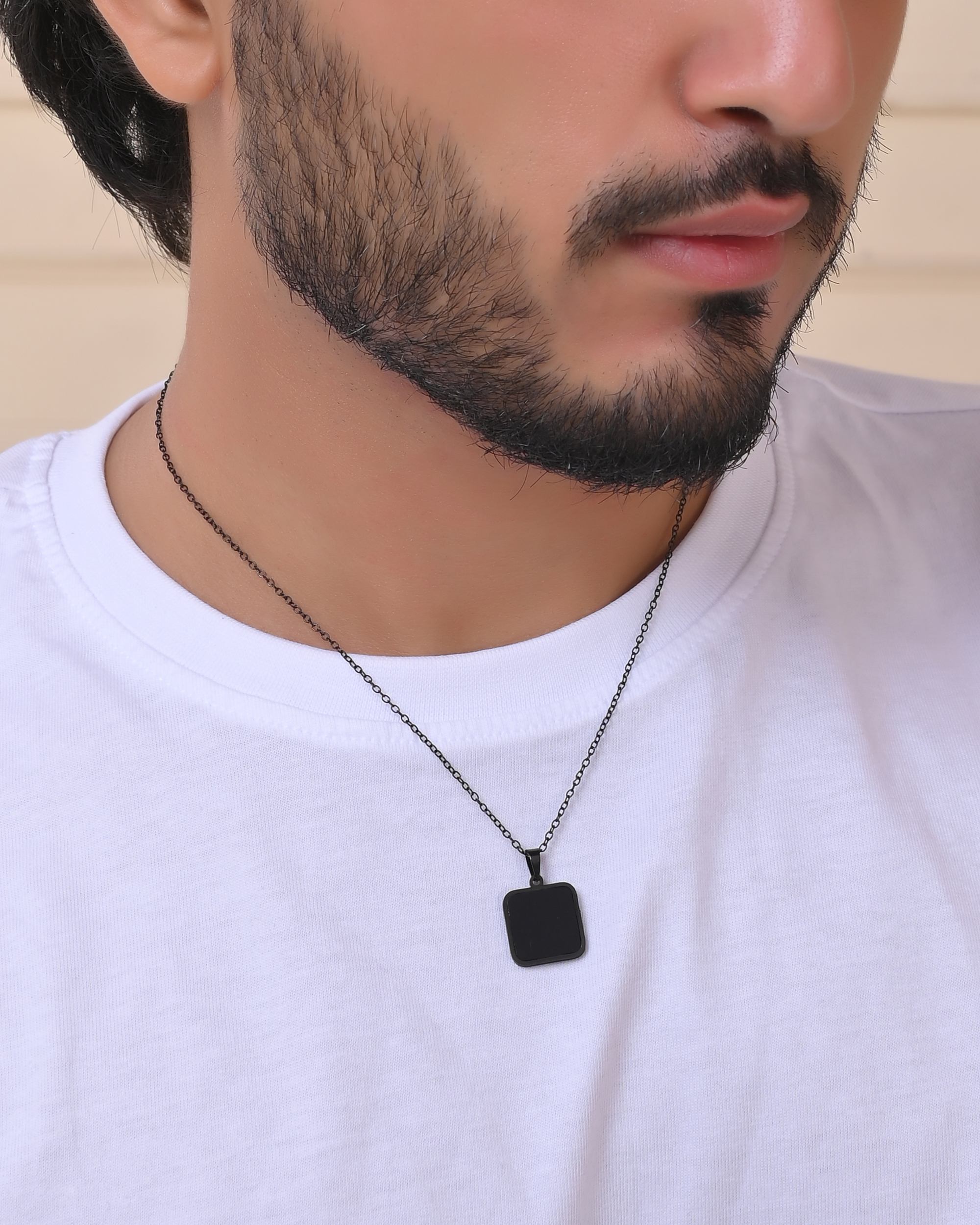 VOJ Men's Stainless Steel Chain With Square Shaped Pendant - Distacart