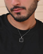 VOJ Men's Stainless Steel Silver Plated Chain With Square Shaped Pendant - Distacart