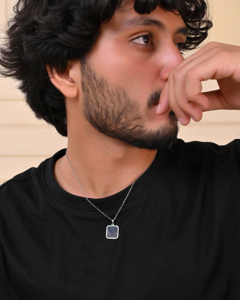 VOJ Men's Stainless Steel Silver Plated Chain With Square Shaped Pendant - Distacart